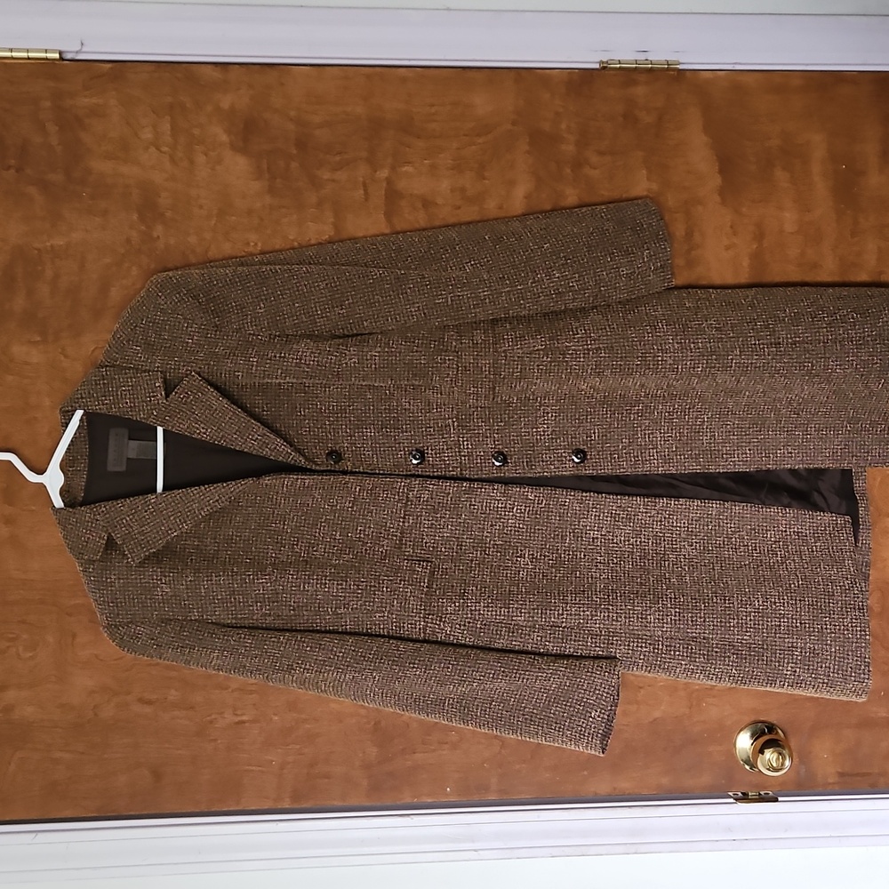 JohnPaulRichard Women's Brown Tweed Trench Coat - Picture 4 of 4